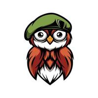 hibou armée mascotte logo conception vecteur