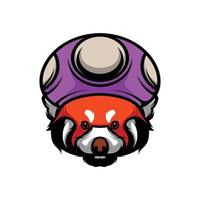 rouge Panda champignon chapeau mascotte logo conception vecteur