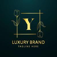 prime lettre y logo icône conception. luxe bijoux Cadre gemme bord logotype. beauté, mode, spa icône, floral logo conception vecteur