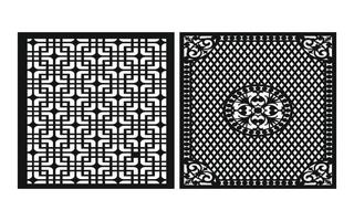 motifs noirs sur fond blanc, vecteurs islamiques avec panneaux floraux pour découpe laser cnc vecteur