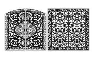 motifs noirs sur fond blanc, vecteurs islamiques avec panneaux floraux pour découpe laser cnc vecteur