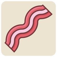 rempli Couleur contour icône pour Bacon Viande. vecteur