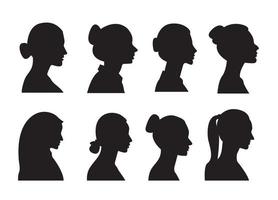 ensemble de la diversité femmes silhouette vecteur icône illustration