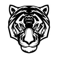 tigre logo tête noir et blanc dessin vecteur illustration modèle