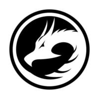 dragon vecteur cercle mascotte logo conception noir et blanc illustration