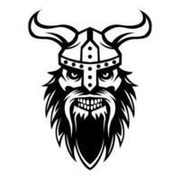en colère crâne viking guerrier vecteur logo icône symbole noir et blanc