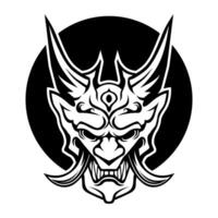 ronin samouraï visage masque vecteur logo icône symbole modèle noir et blanc