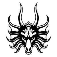 dragon tête vecteur noir et blanc logo conception mascotte modèle