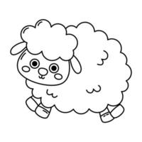 mignonne dessin animé mouton ligne icône vecteur