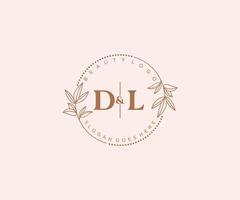 initiale dl des lettres magnifique floral féminin modifiable premade monoline logo adapté pour spa salon peau cheveux beauté boutique et cosmétique entreprise. vecteur