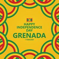 Grenade indépendance journée vecteur modèle avec circulaire nationale couleurs et une drapeau dans Jaune Contexte. Caraïbes pays Publique vacances.