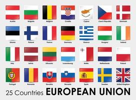 vecteur illustration de carré forme drapeaux de le 25 des pays européen syndicat