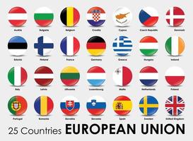 vecteur illustration de rond forme drapeaux de le 25 des pays européen syndicat