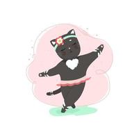 joyeux chat dans une jupe dansant, mignonne chat personnage dans plat style. vecteur illustration de une animal de compagnie