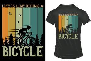 la vie est comme équitation une vélo slogan rétro ancien T-shirt conception, illustration vecteur conception.