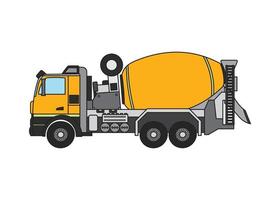 vecteur illustration main tiré Couleur les enfants construction ciment mixer un camion clipart