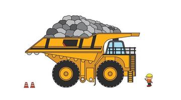 vecteur illustration main tiré Couleur les enfants construction grand Taille exploitation minière un camion porter rochers clipart