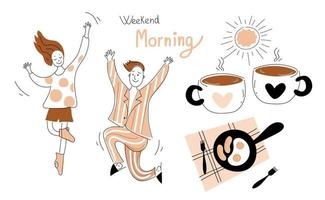 week-end matin. illustration vectorielle de griffonnage. vecteur