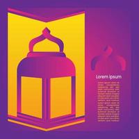 modèle islamique eid mubarak affiches avec Jaune et violet Contexte. vecteur illustration. endroit pour texte. eps dix.