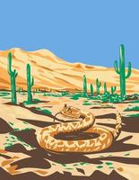 occidental Diamondback serpent à sonnette dans sonoriste désert nationale monument Arizona wpa affiche art vecteur