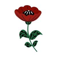 coquelicot fleur icône image, conception rouge et vert Couleur vecteur