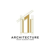 Créatif architecture logo modèle avec affaires carte conception. prime vecteur