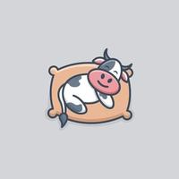 mignonne sommeil vache logo vecteur