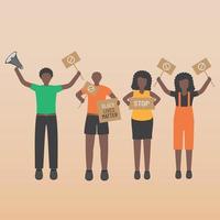 La vie noire compte arrêter le racisme un groupe d'hommes et de femmes leaders tenant des pancartes vecteur