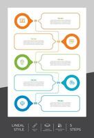 conception de vecteur d'infographie de processus de cercle avec 5 étapes de style coloré à des fins de présentation. L'infographie d'étape de ligne peut être utilisée pour les affaires et le marketing