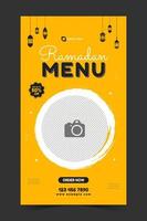 spécial Ramadan menu instagram récit modèle, Ramadan instagram histoire, bannière pour nourriture produit promotion vecteur