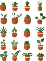 ensemble d & # 39; icônes de plantes d & # 39; intérieur en pots vecteur