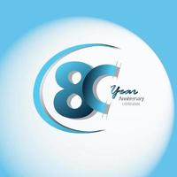 80 ans anniversaire logo vector modèle design illustration bleu et blanc