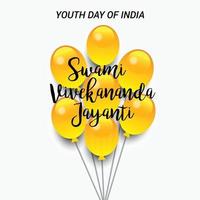 illustration vectorielle de swami vivekananda jayanti, journée nationale de la jeunesse. vecteur