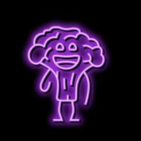 personnage brocoli néon lueur icône illustration vecteur