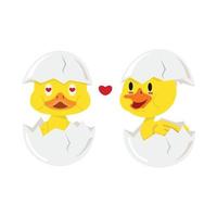 dessin animé canard couple dans l'amour dans Oeuf plat vecteur