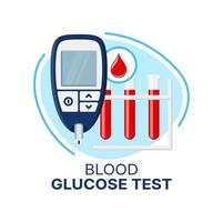 du sang glucose test, glucomètre icône, Diabète se soucier vecteur
