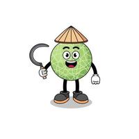 illustration de melon fruit comme un asiatique agriculteur vecteur