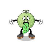 melon fruit mascotte dessin animé vomissement vecteur