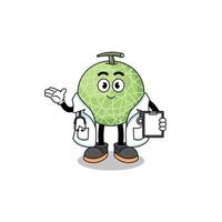 dessin animé mascotte de melon fruit médecin vecteur