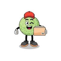 melon fruit mascotte dessin animé comme un courrier vecteur