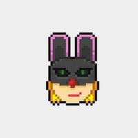 noir lapin masqué femme dans pixel art style vecteur