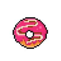 fraise Donut dans pixel art style vecteur