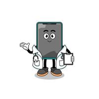 dessin animé mascotte de téléphone intelligent médecin vecteur