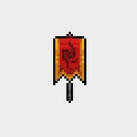 rouge médiéval drapeau dans pixel art style vecteur