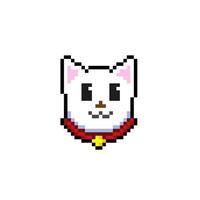 blanc chat tête dans pixel art style vecteur