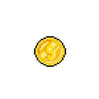 or pièce de monnaie avec dollar signe dans pixel art style vecteur