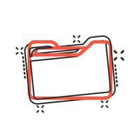 icône de dossier de fichiers dans le style comique. documents archive vector illustration de dessin animé sur fond blanc isolé. concept d'entreprise d'effet d'éclaboussure de stockage.