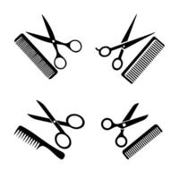 ciseaux de coiffure et peigne icône silhouette noire 8631949 Art vectoriel  chez Vecteezy