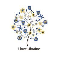 je l'amour Ukraine. arbre dans le forme de une ukrainien drapeau Couleur ornement. faire paix. vecteur