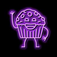 muffin dessert personnage néon lueur icône illustration vecteur